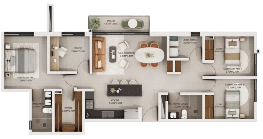 Apartamento de 3 habitaciones